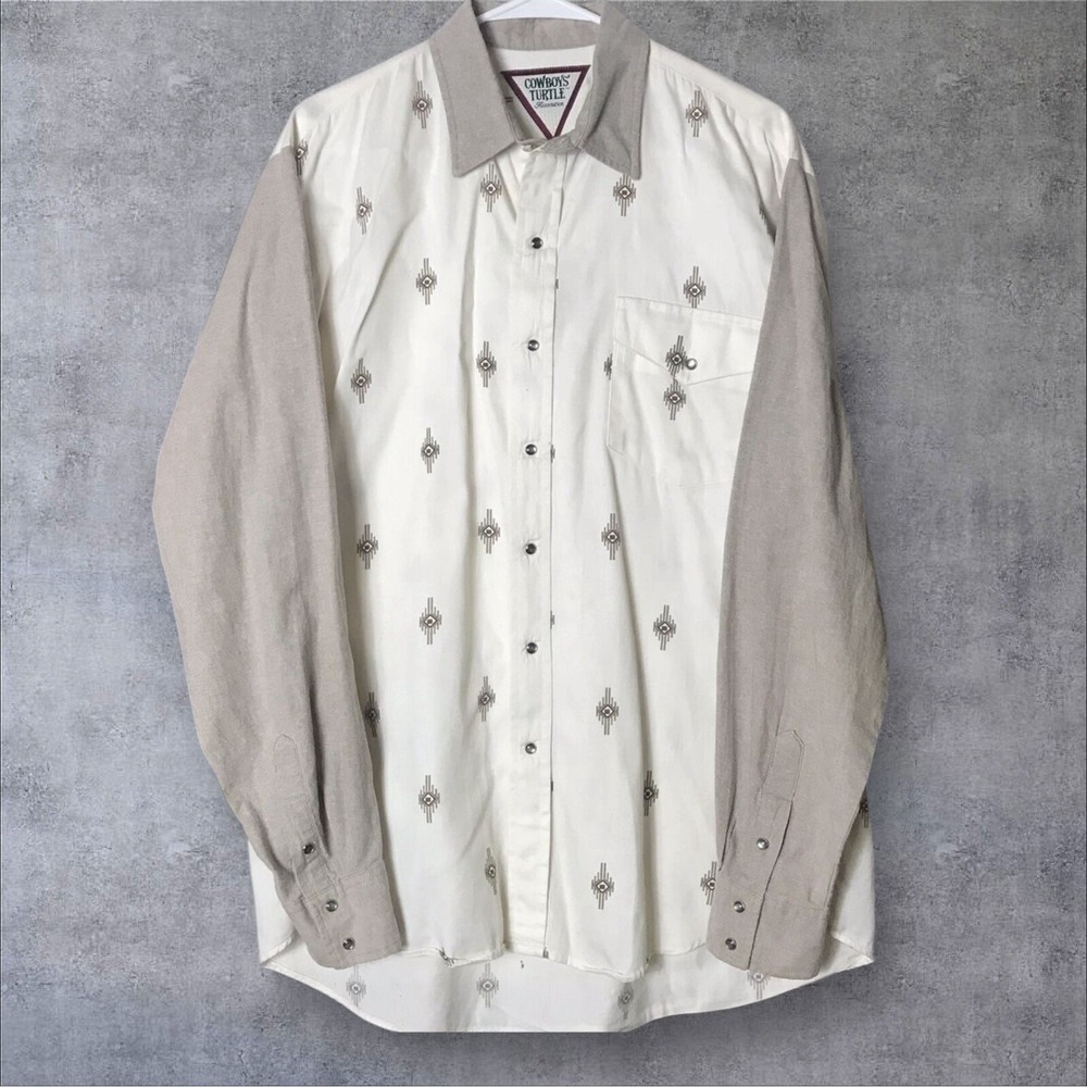 Cowboys‎ Turtle Association Men's Size XL Western Shirt Long Sleeve Pearl Snap